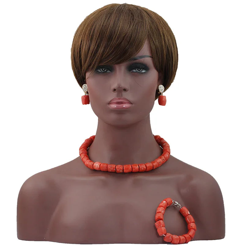 Wonderfu Birthday Gift Natural Coral Beads Necklace Set African Coral Necklace Jewelry Set Cheap Beads ABL534
