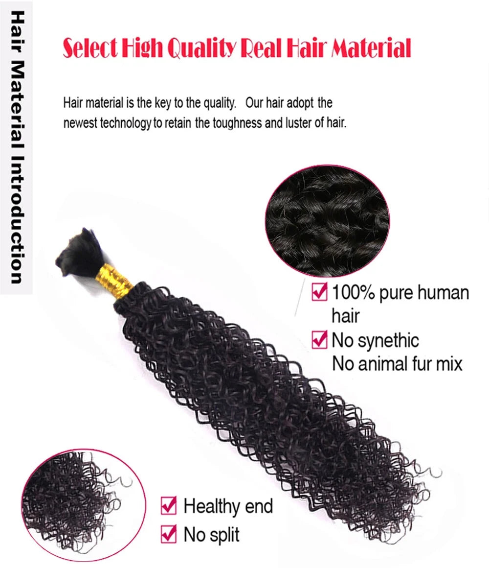 Ustar Bulk Hair for Micro Braiding Hair Weave 100 % Unprocessed Virgin Remy Brazilian Human Hair Bundles 100G Natural Color Weave Hair Jerry Curly Hair 20"