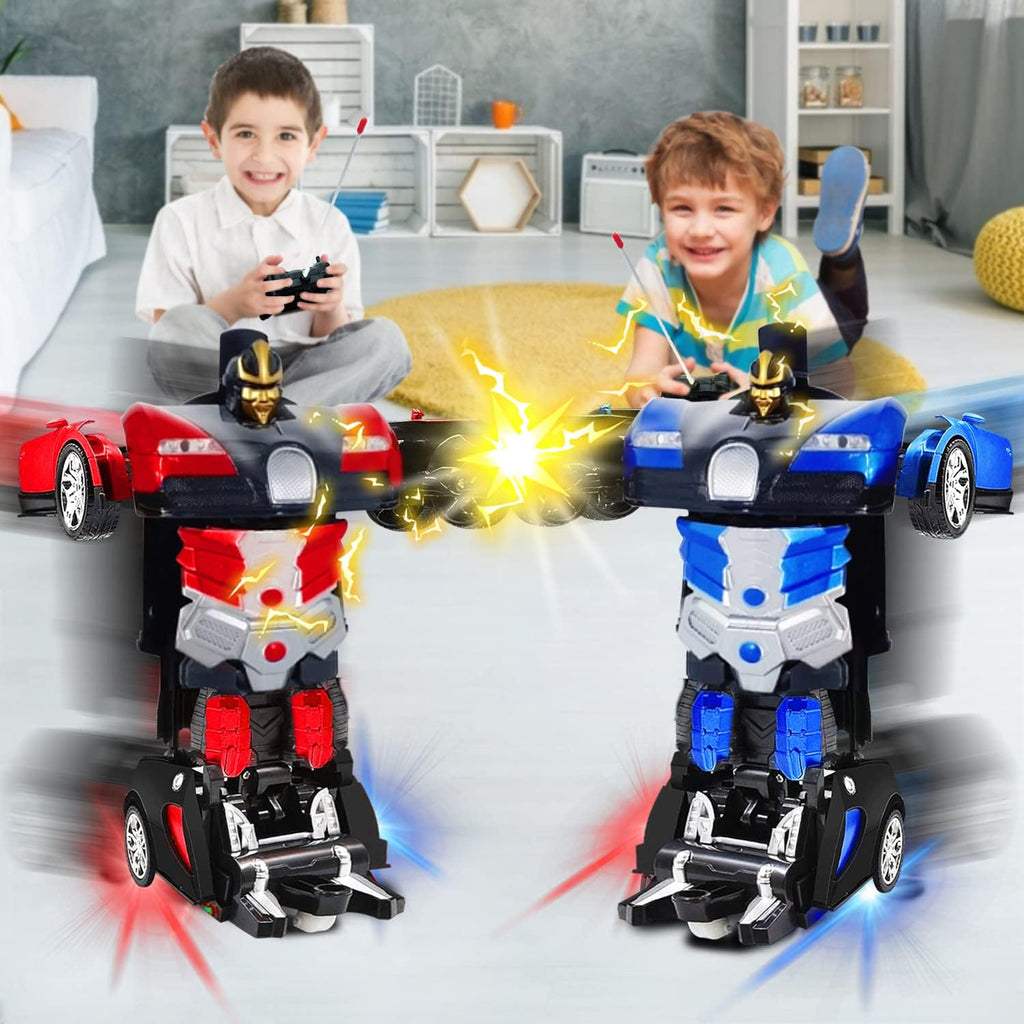 Remote Control Transform Car Robot Toy with Lights Deformation RC Car 2.4Ghz 1:18 Rechargeable 360°Rotating Stunt Race Car Toys for Kids Boy Girl Age 8 9 10 11 Year Old Holiday Toy Birthday Gifts