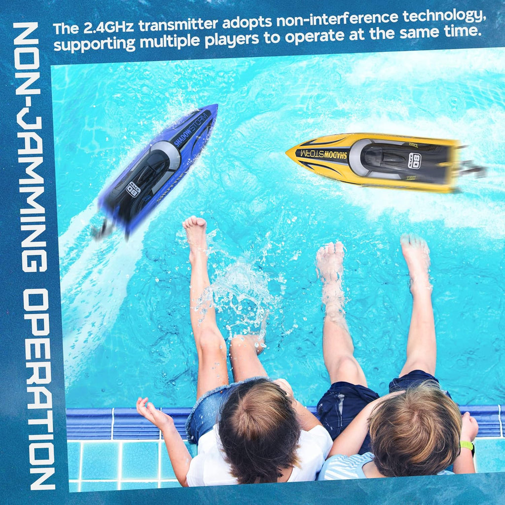 RC Boat - R208 20+ MPH Fast Remote Control Boat for Pool & Lake, 2.4Ghz RC Boats for Adults & Kids with Rechargeable Battery, LED Light, Self-Righting, Christmas Birthday Gifts for Boys