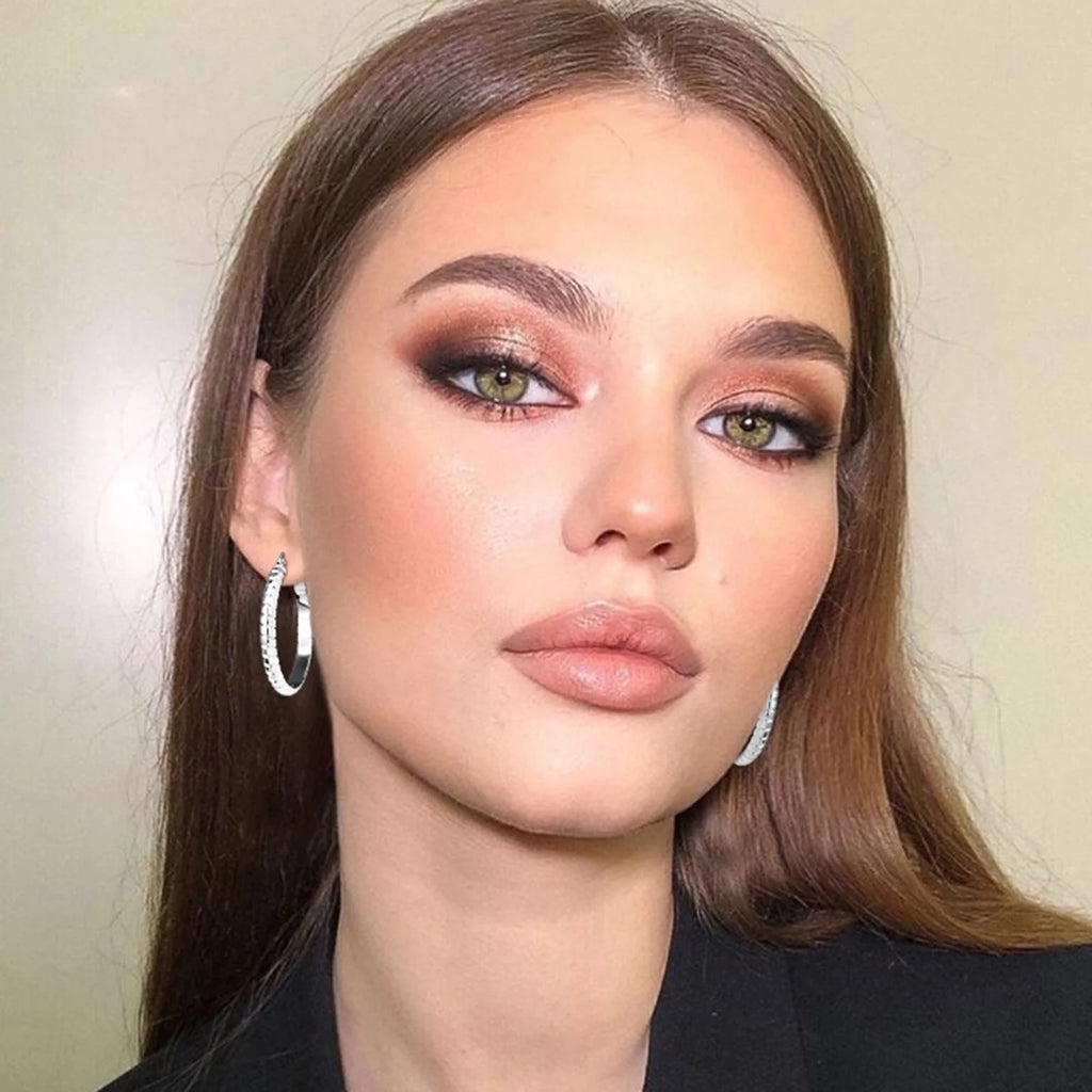 2 Pairs Big Large Extra Chunky White Gold S925 Sterling Silver Hoop Earrings for Women Hypoallergenic 4Mm Thick Silver Hoop Earrings Set 30/40MM Birthday Jewelry Gifts Ideas Mom Wife Girlfriend