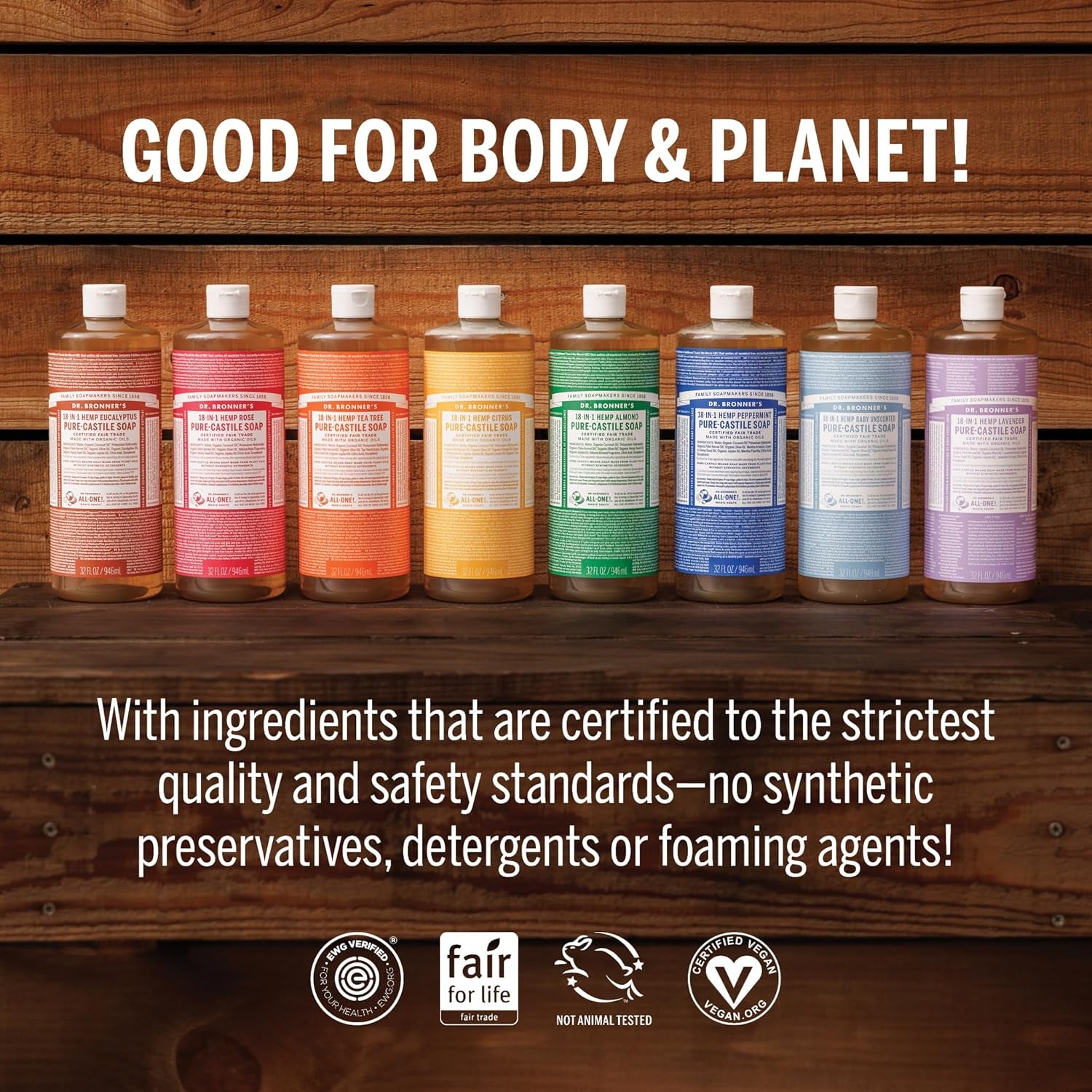 Pure-Castile Magic Liquid Soap - Made with Regenerative Organic Certified Oils - 18-In-1 Uses for Face, Body, Hand Gentle on Baby & Sensitive Skin Body Wash Unscented,32Oz