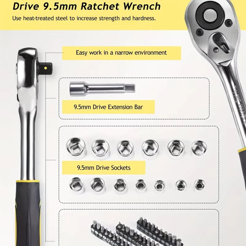 108 Pcs/Set Acmount Tool Kit Home Tool Kit DIY Household Tool Sets for Home Repair and Maintenance